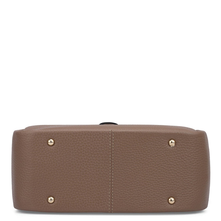 Small Wax Leather Satchel - Greyish Taupe