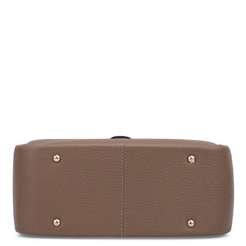 Small Wax Leather Satchel - Greyish Taupe