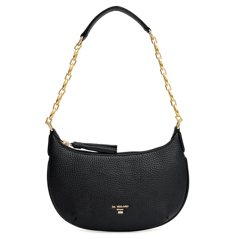 Small Wax Leather Baguette - Black