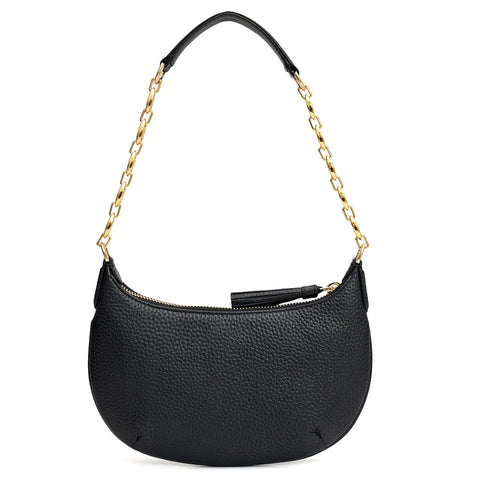 Small Wax Leather Baguette - Black