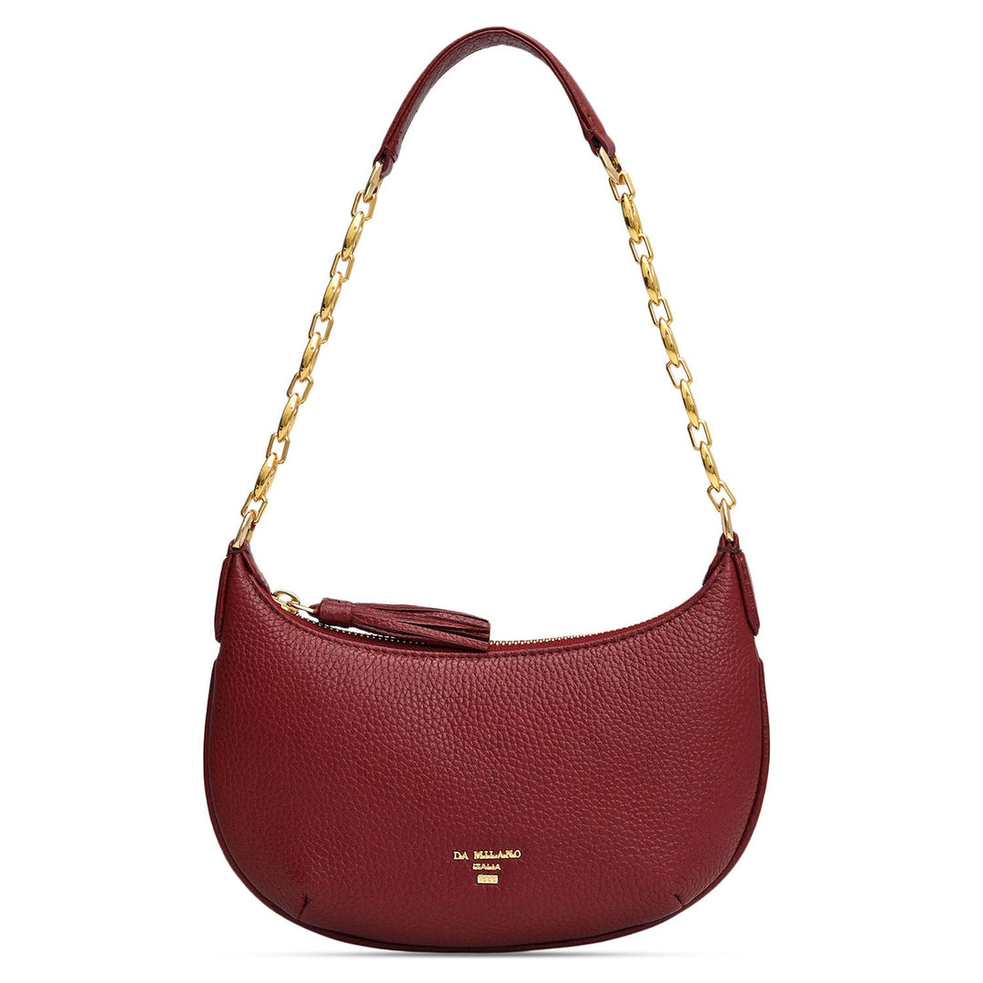 Small Wax Leather Baguette - Cherry