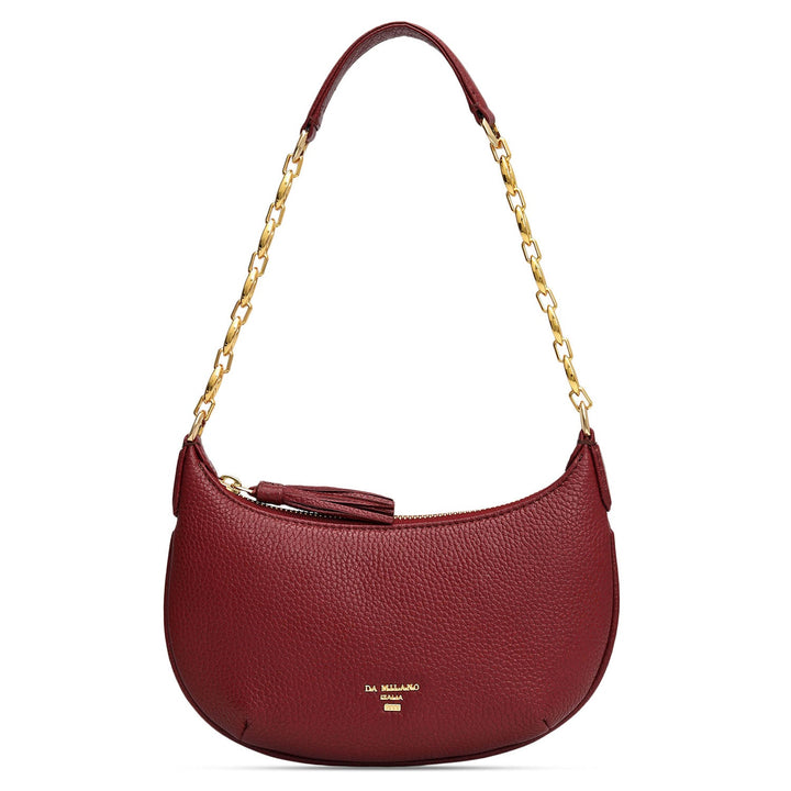 Small Wax Leather Baguette - Cherry