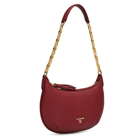 Small Wax Leather Baguette - Cherry