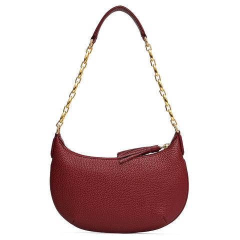 Small Wax Leather Baguette - Cherry