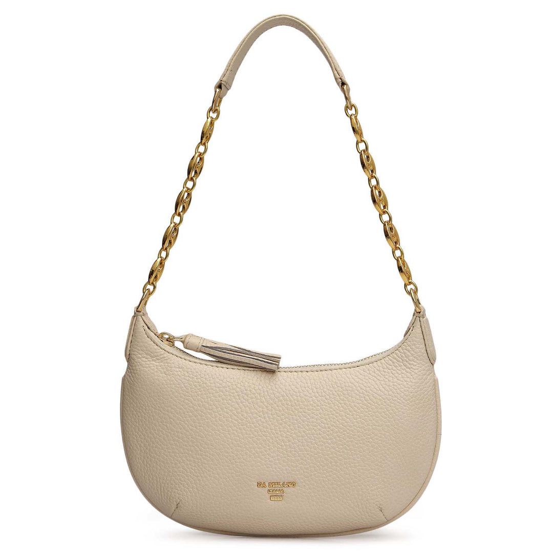 Small Wax Leather Baguette - Marshmallow