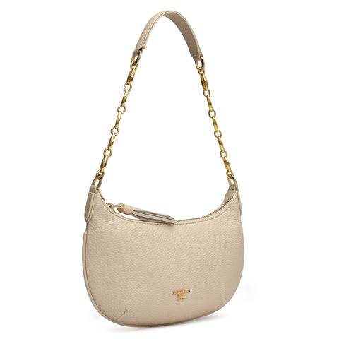 Small Wax Leather Baguette - Marshmallow