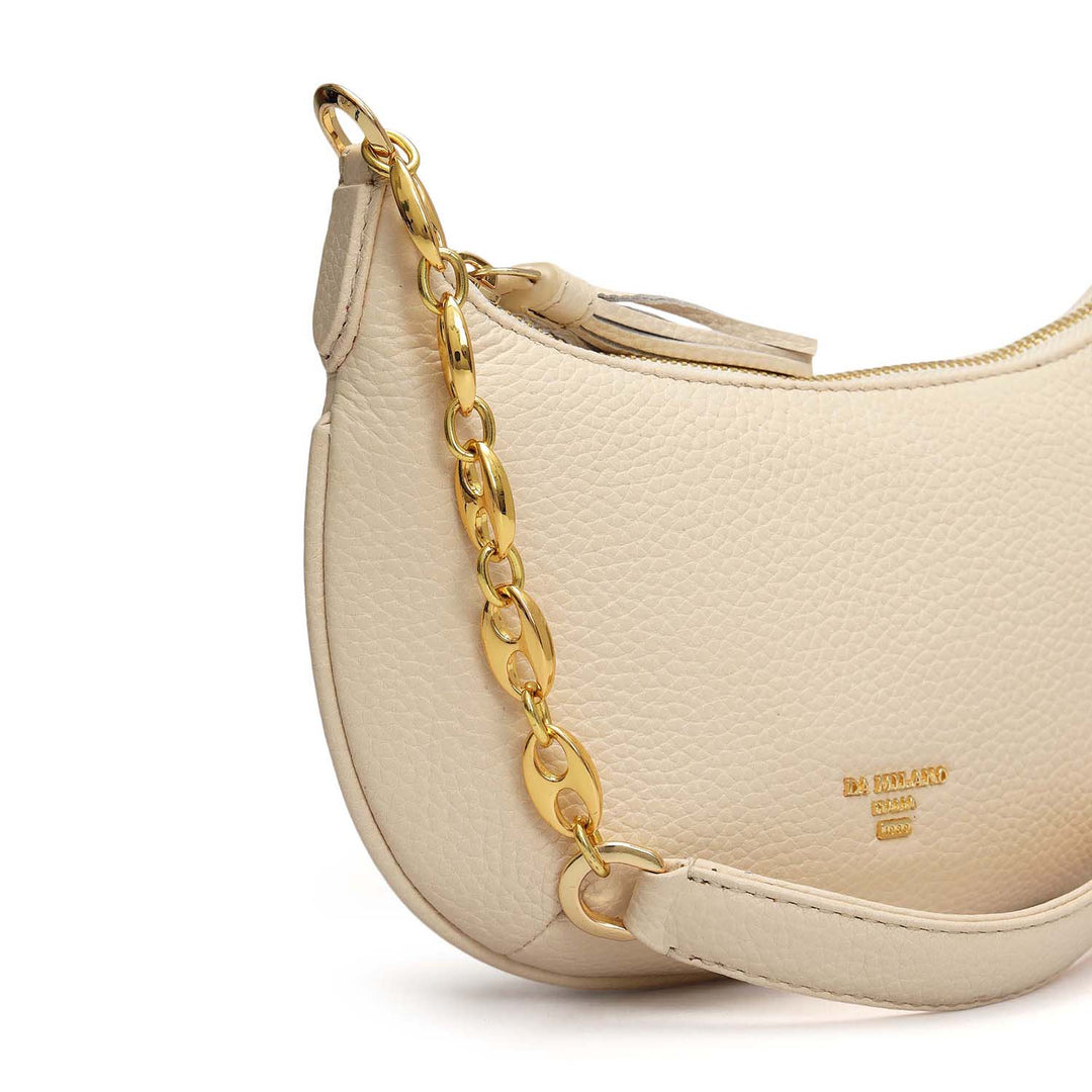 Small Wax Leather Baguette - Marshmallow