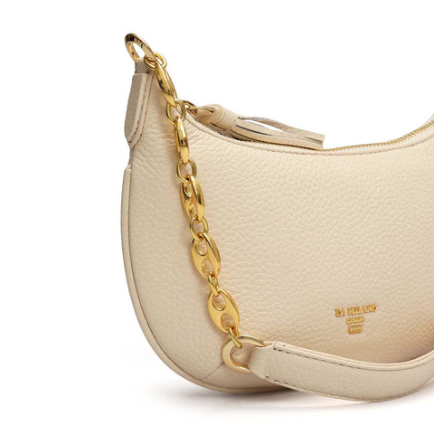 Small Wax Leather Baguette - Marshmallow