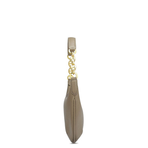 Small Wax Leather Baguette  - Greyish Taupe