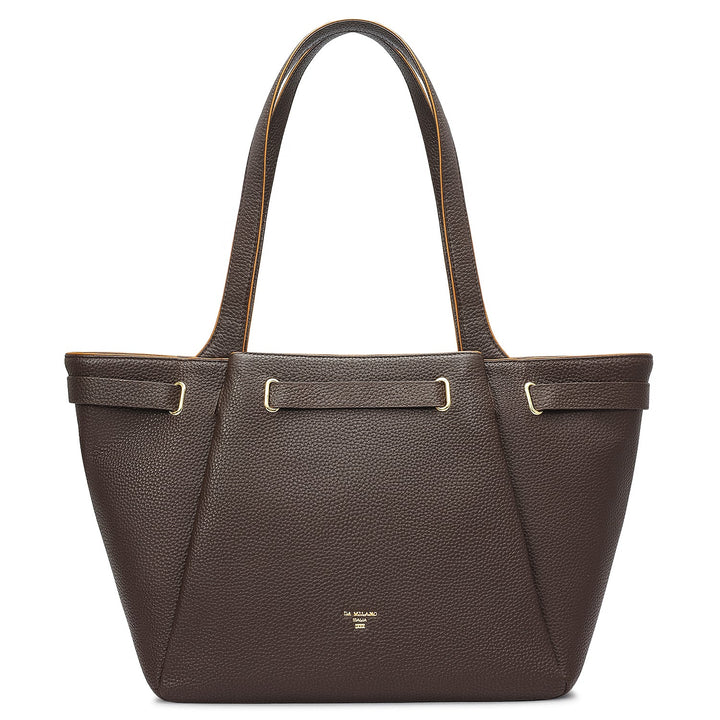 Large Wax Leather Tote - Chocolate