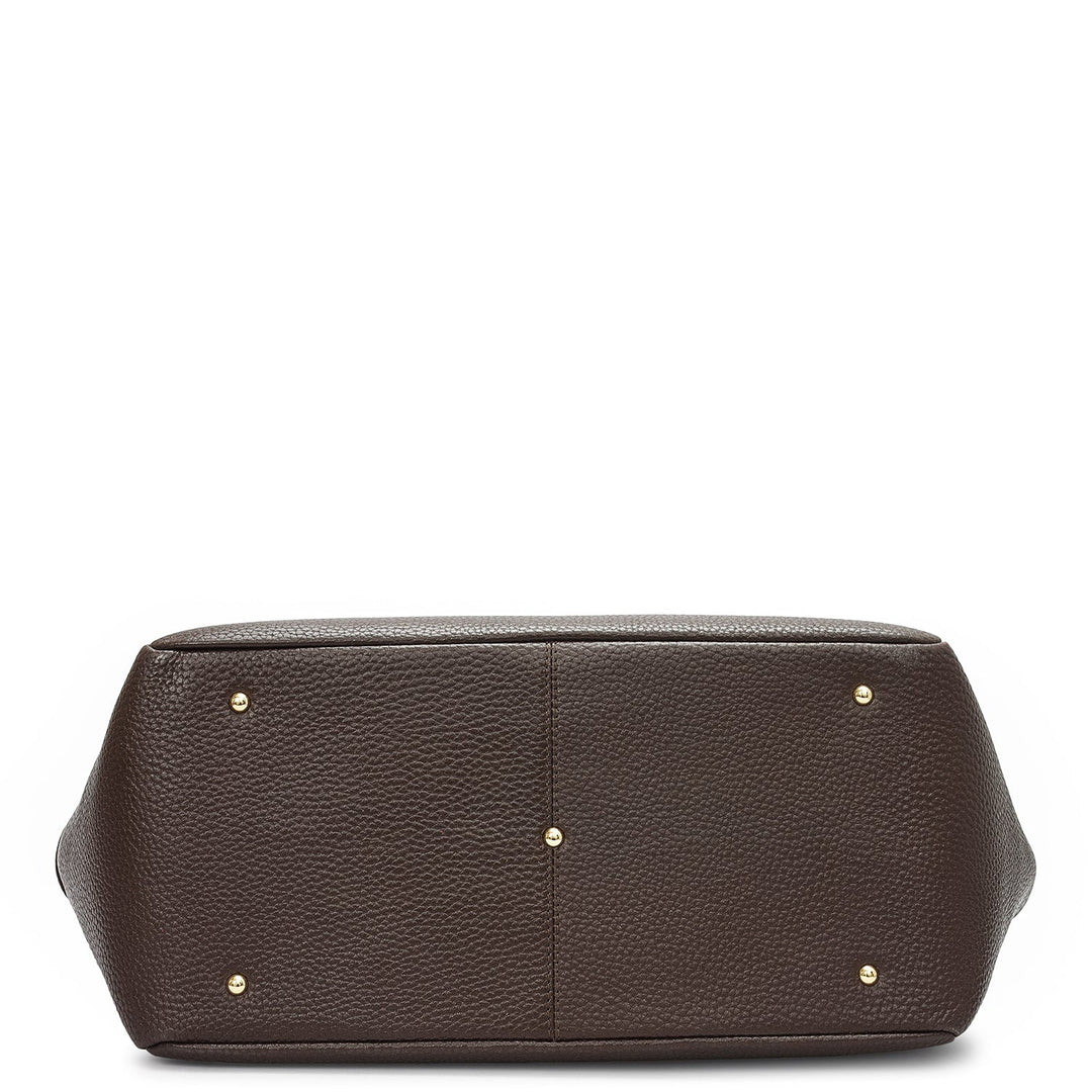 Large Wax Leather Tote - Chocolate