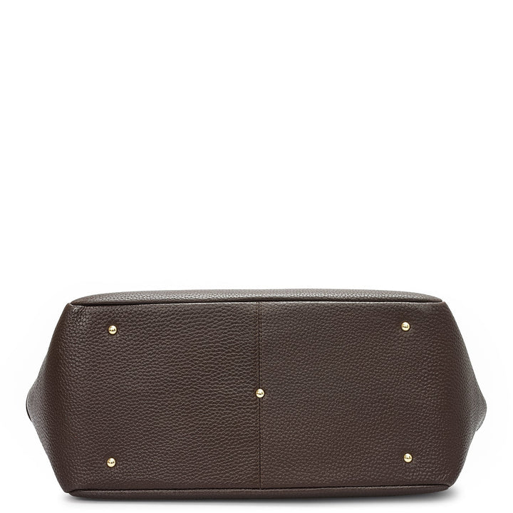 Large Wax Leather Tote - Chocolate