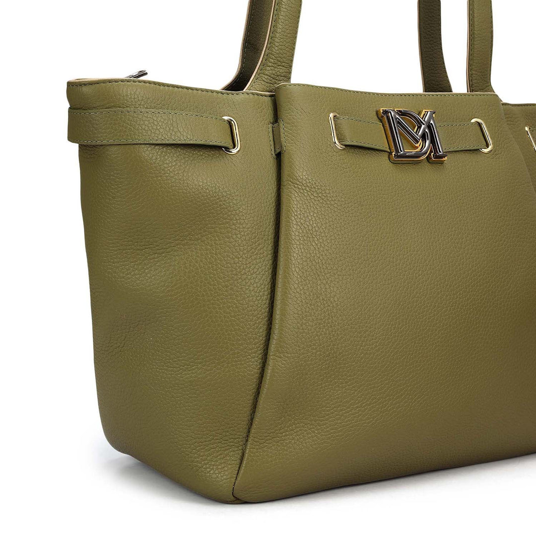 Large Wax Leather Tote - Fern