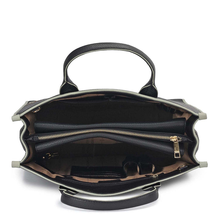 Medium Wax Leather Book Tote - Black