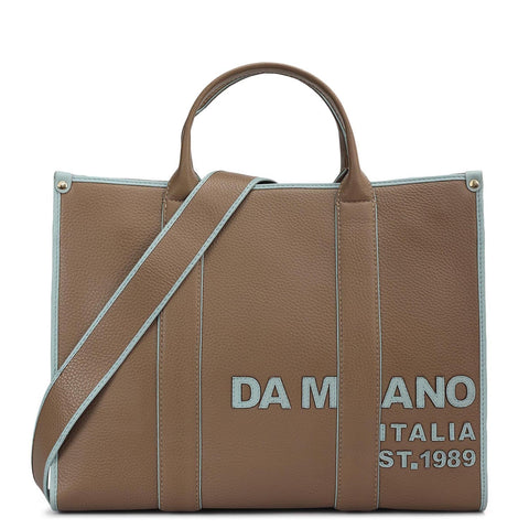 Medium Wax Leather Book Tote - Greyish Taupe