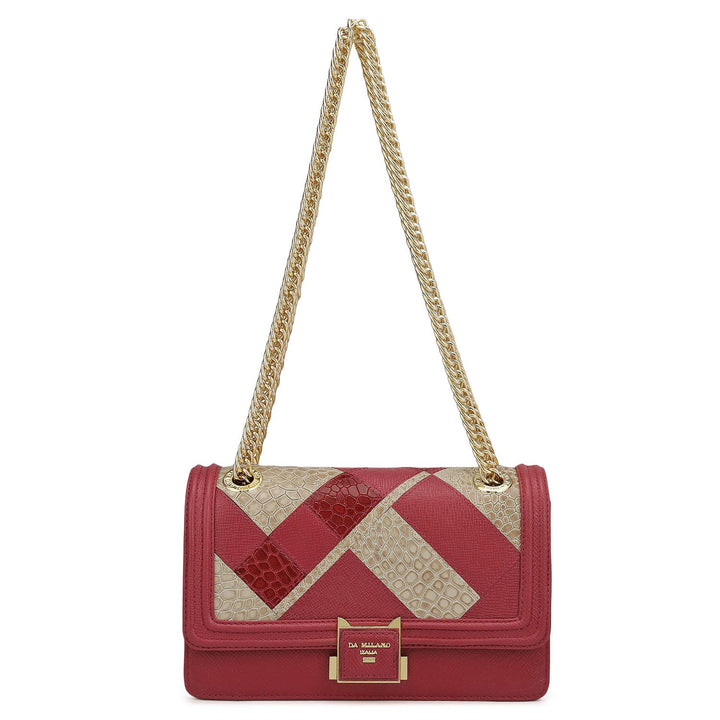 Small Croco Franzy Leather Shoulder Bag - Plumberry & Frost