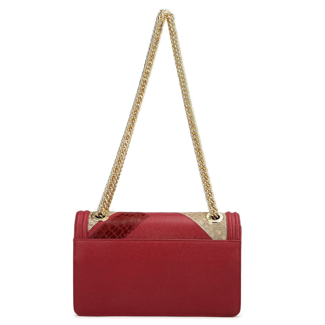 Small Croco Franzy Leather Shoulder Bag - Plumberry & Frost