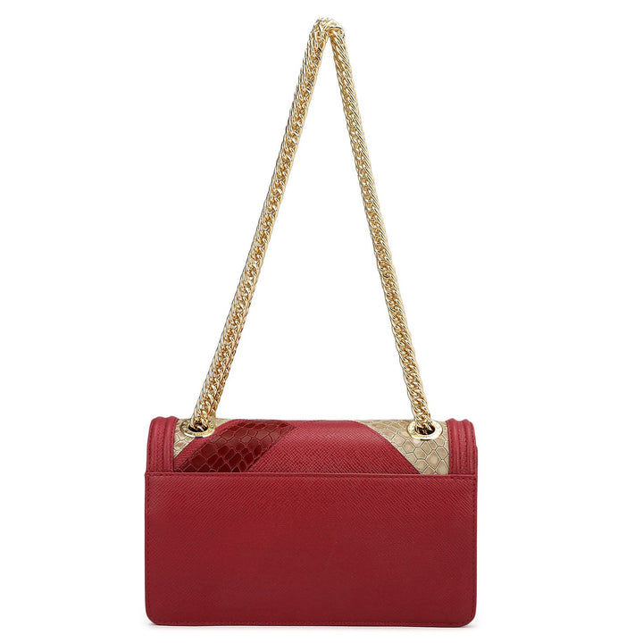 Small Croco Franzy Leather Shoulder Bag - Plumberry & Frost