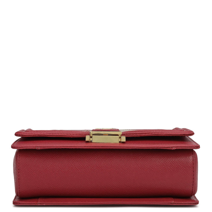 Small Croco Franzy Leather Shoulder Bag - Plumberry & Frost