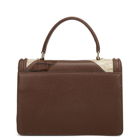 Small Croco Franzy Leather Satchel - Date & Frost