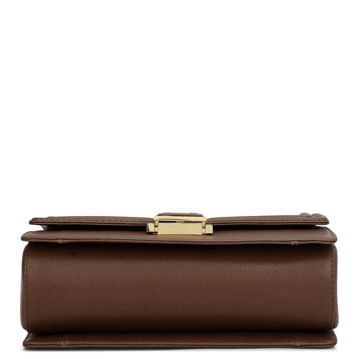 Small Croco Franzy Leather Satchel - Date & Frost