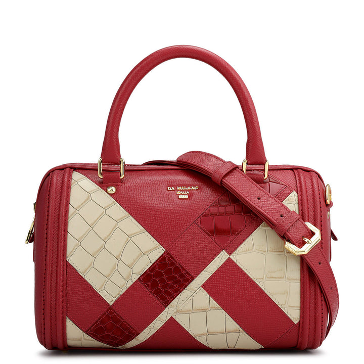 Small Croco Franzy Leather Satchel - Plumberry & Frost