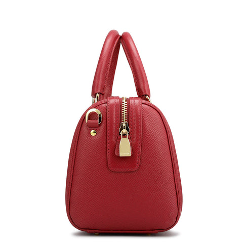 Small Croco Franzy Leather Satchel - Plumberry & Frost