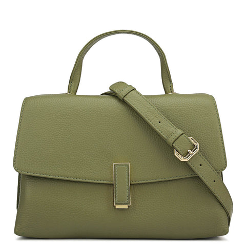 Small Wax Leather Satchel - Fern