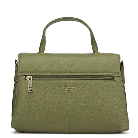 Small Wax Leather Satchel - Fern
