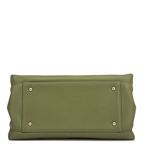 Small Wax Leather Satchel - Fern