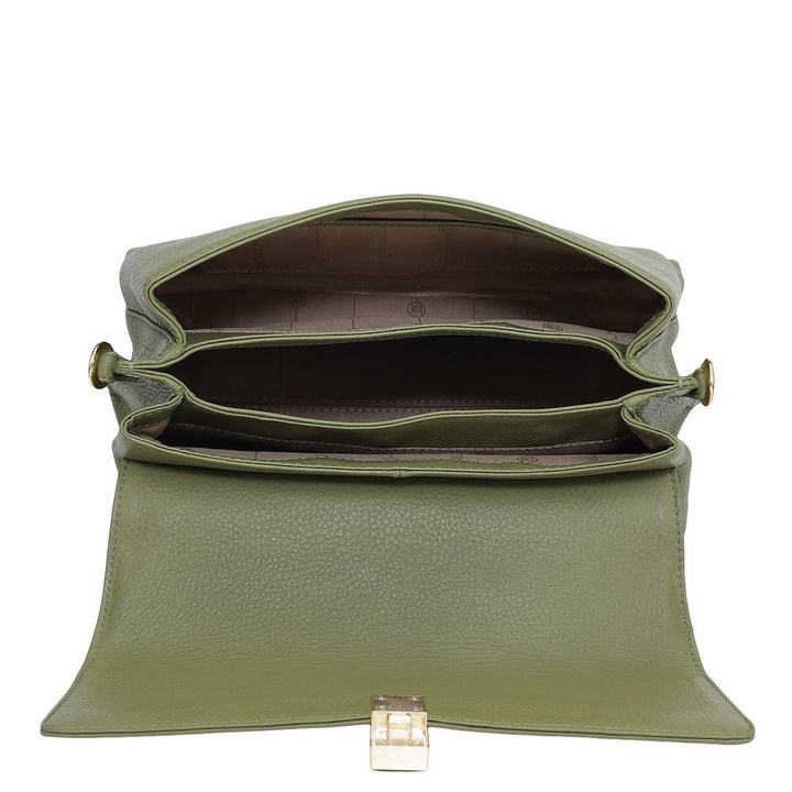 Small Wax Leather Satchel - Fern