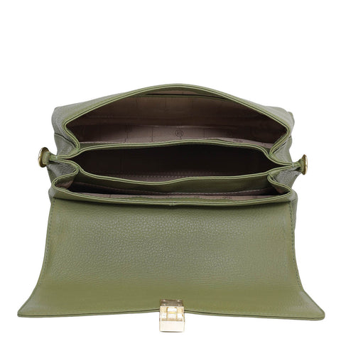 Small Wax Leather Satchel - Fern
