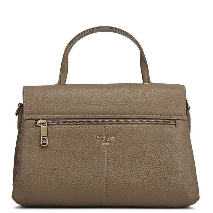 Small Wax Leather Satchel - Greyish Taupe