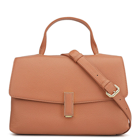 Small Wax Leather Satchel - Terracotta