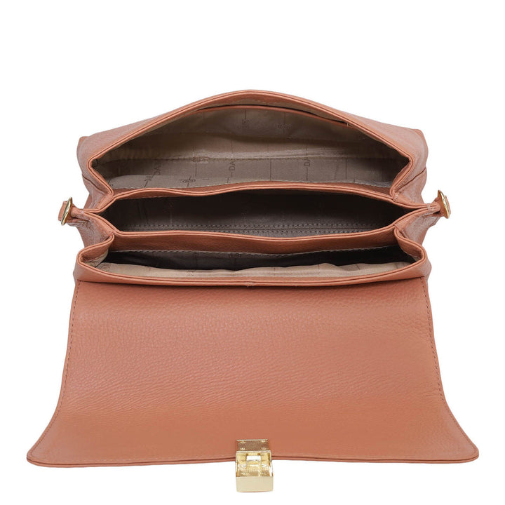 Small Wax Leather Satchel - Terracotta