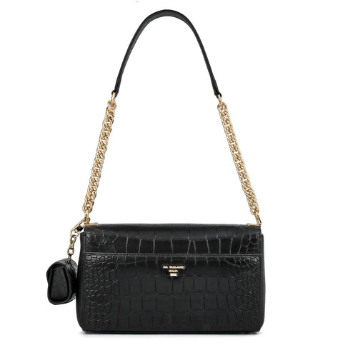 Allure Croco Franzy Leather Baguette - Black