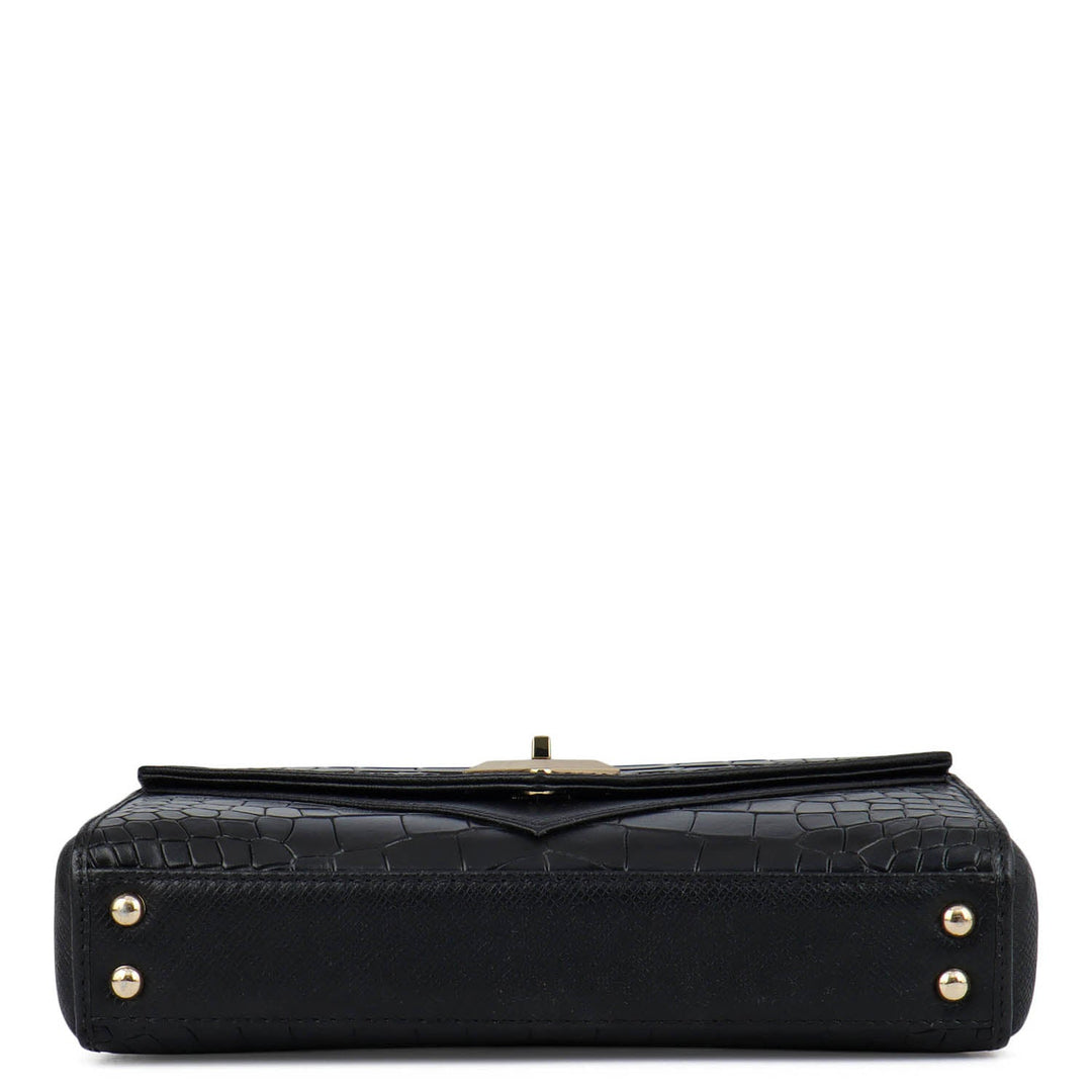 Allure Croco Franzy Leather Baguette - Black
