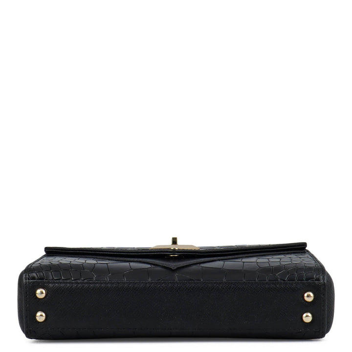 Allure Croco Franzy Leather Baguette - Black