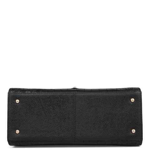 Allure Croco Franzy Leather Satchel - Black