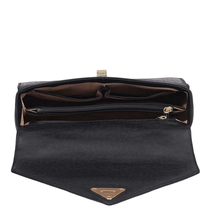 Allure Croco Franzy Leather Satchel - Black