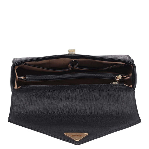 Allure Croco Franzy Leather Satchel - Black