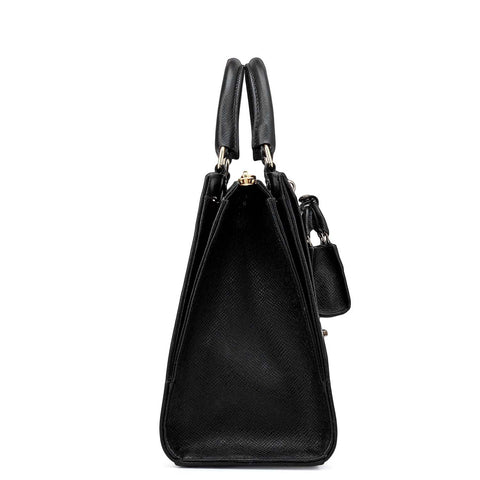 Medium Croco Franzy Leather Satchel - Black