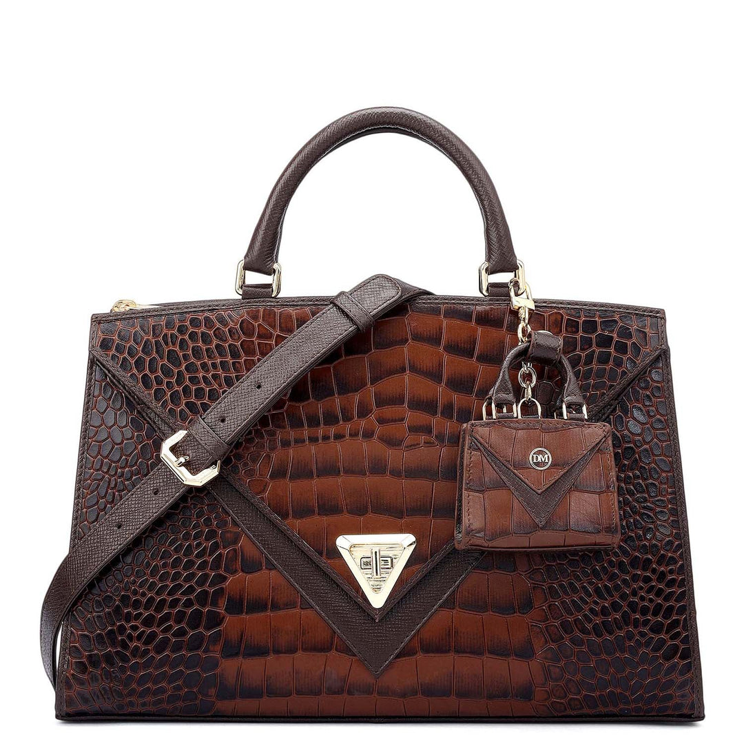 Medium Croco Franzy Leather Satchel - Date
