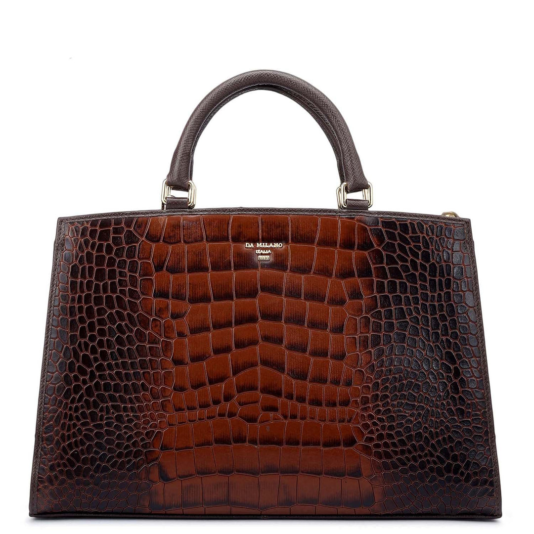 Medium Croco Franzy Leather Satchel - Date