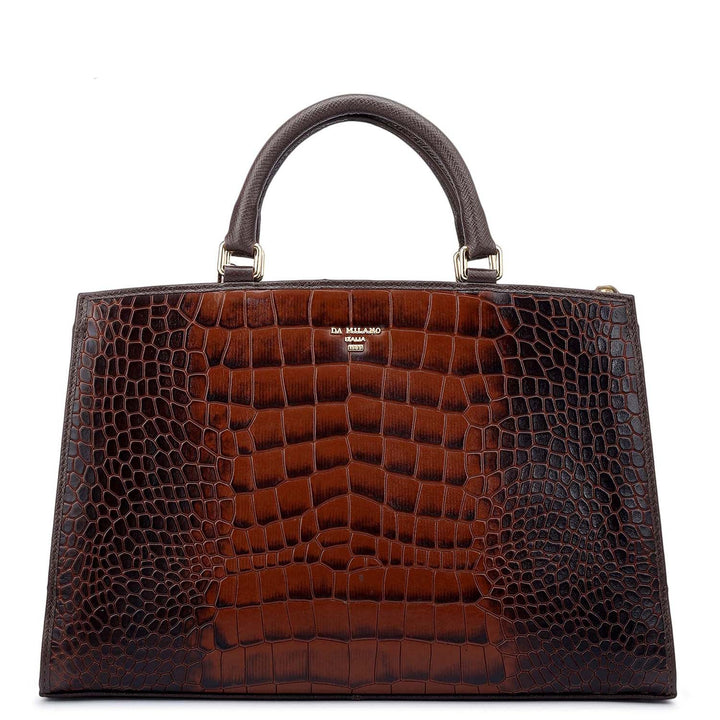Medium Croco Franzy Leather Satchel - Date