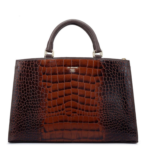 Medium Croco Franzy Leather Satchel - Date
