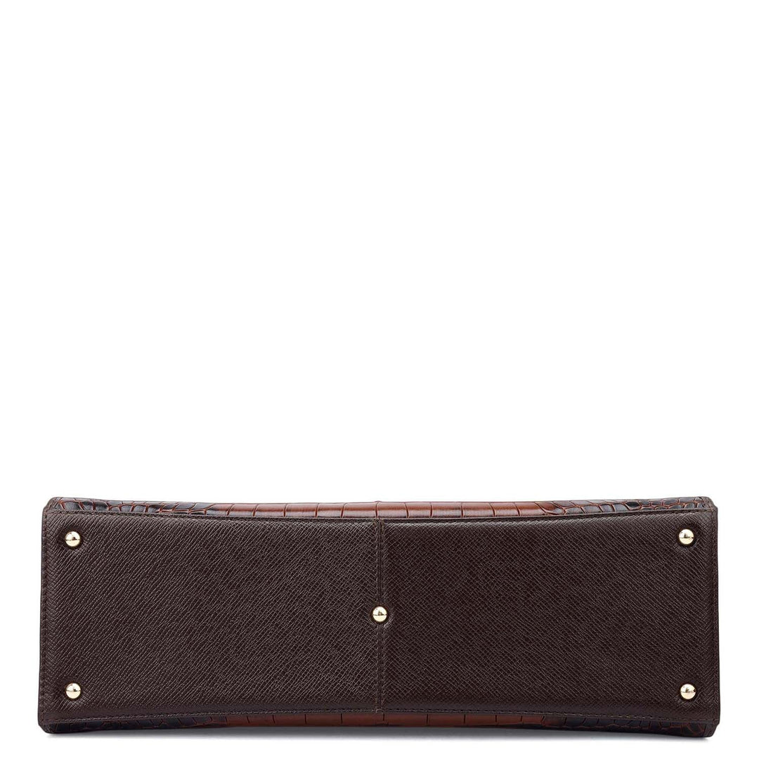 Medium Croco Franzy Leather Satchel - Date