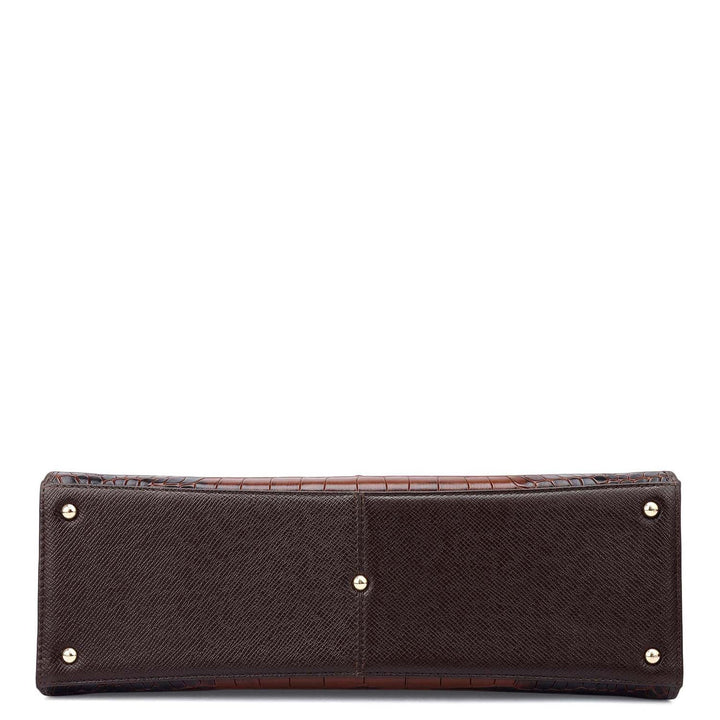 Medium Croco Franzy Leather Satchel - Date