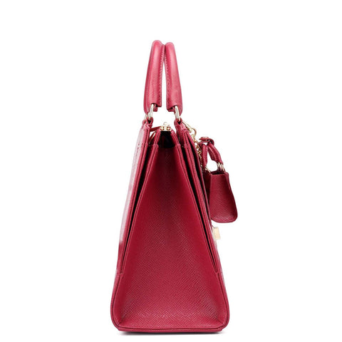 Medium Croco Franzy Leather Satchel - Plumberry