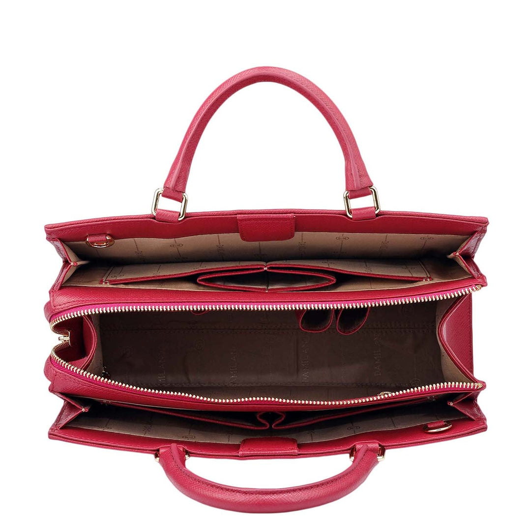 Medium Croco Franzy Leather Satchel - Plumberry